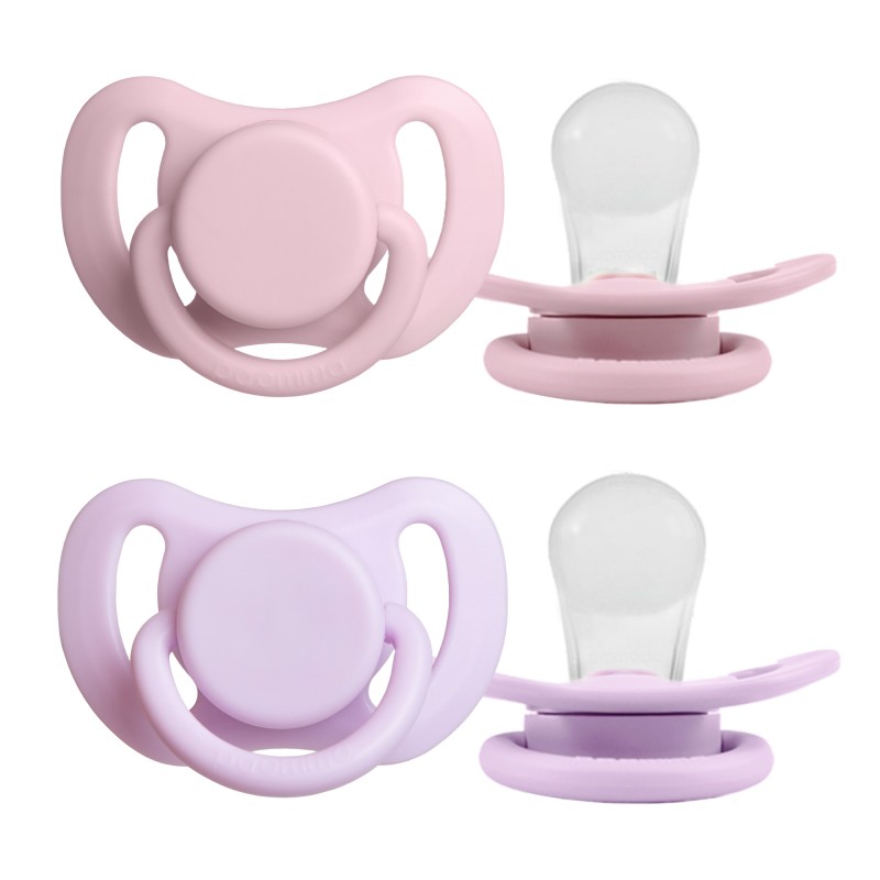 Комплект силиконовых пустышек 0-6 месяцев цвет: Baby pink/lilac