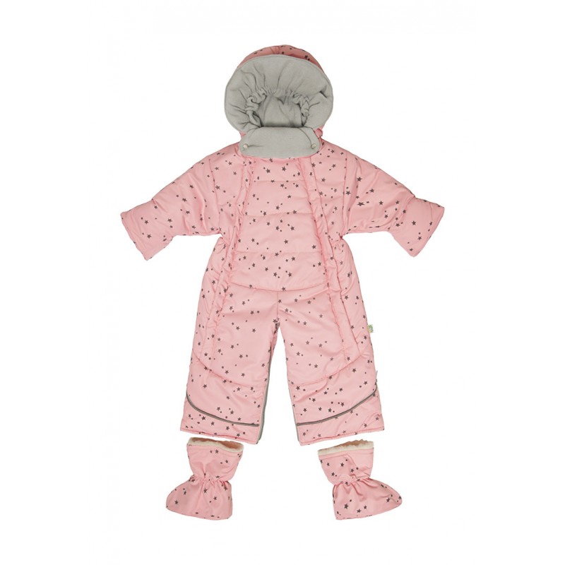 Комбинезон-трансформер  с меховой подкладкой с рождения до 80 см цвет: звездочки на розовом 2812/25