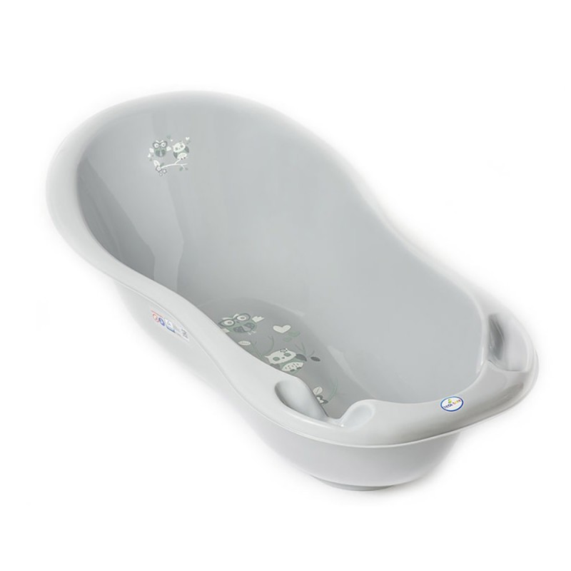 Ванночка для купания с рождения Тега 86 см со сливом " Owls / Совы" цвет: серый SO-004 ODPLYW-106