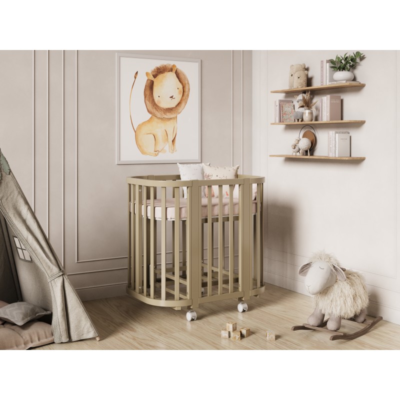 Кроватка-трансформер детская Lunna Sonata с маятником+колеса цвет: кашемир