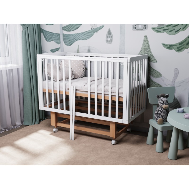 Кроватка детская Lunna Rita с автостенкой, маятником и колесами цвет: белый/бук