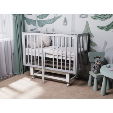 Кроватка детская Lunna Rita с автостенкой, маятником и колесами цвет: серый/белый Кроватка детская Lunna Rita с автостенкой, маятником и колесами цвет: серый/белый