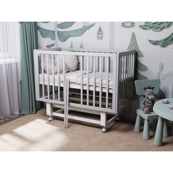Кроватка детская Lunna Rita с автостенкой, маятником и колесами цвет: серый/белый Кроватка детская Lunna Rita с автостенкой, маятником и колесами цвет: серый/белый