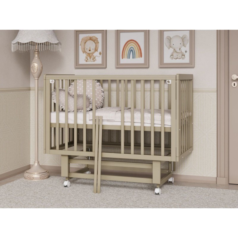 Кроватка детская Lunna Rita с автостенкой, маятником и колесами цвет: кашемир