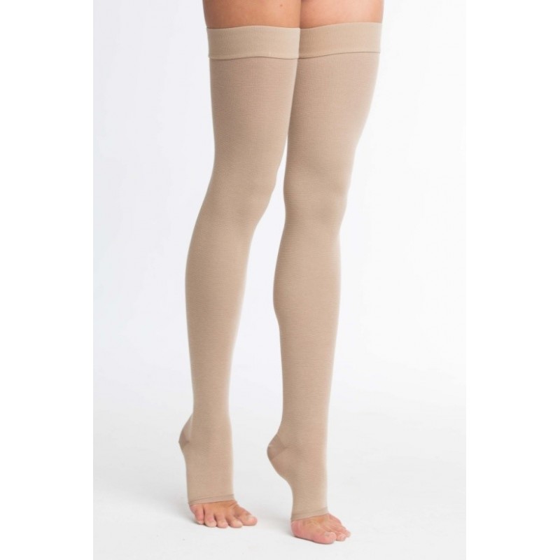 Чулки компрессионные 2 класс компрессии 5 размер до бедра с открытым мысом с силиконом  цвет: кремовый