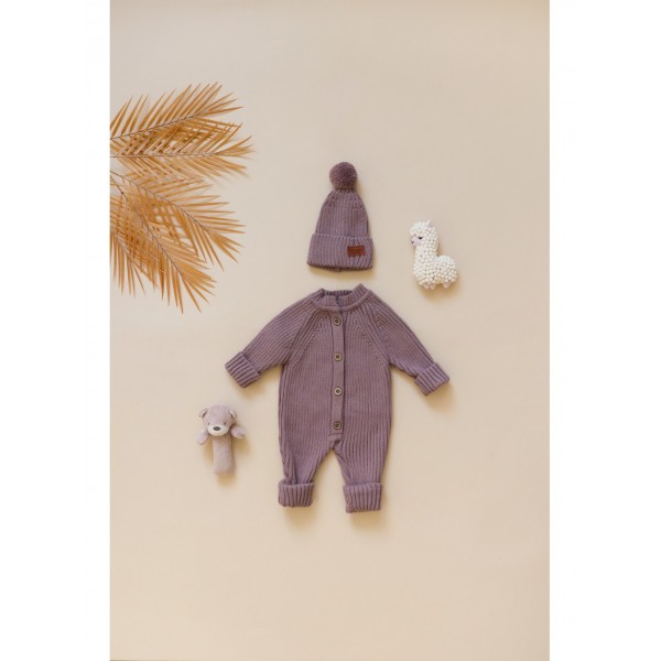 Детский вязаный набор: комбинезон +шапочка+носочки 56-68 см цвет: шоколадный В059