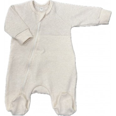 Комбинезон на молнии из хлопка 56 см Т-216/полоска + бежевый