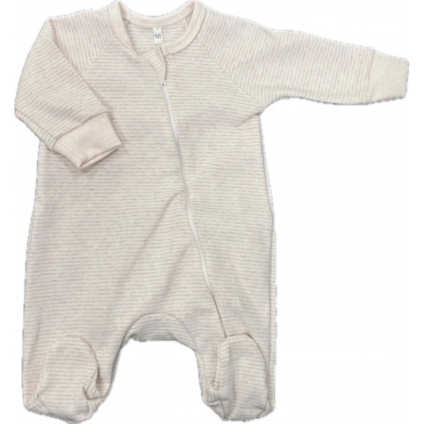 Комбинезон на молнии из хлопка 56 см Т-216/полоска бежевый