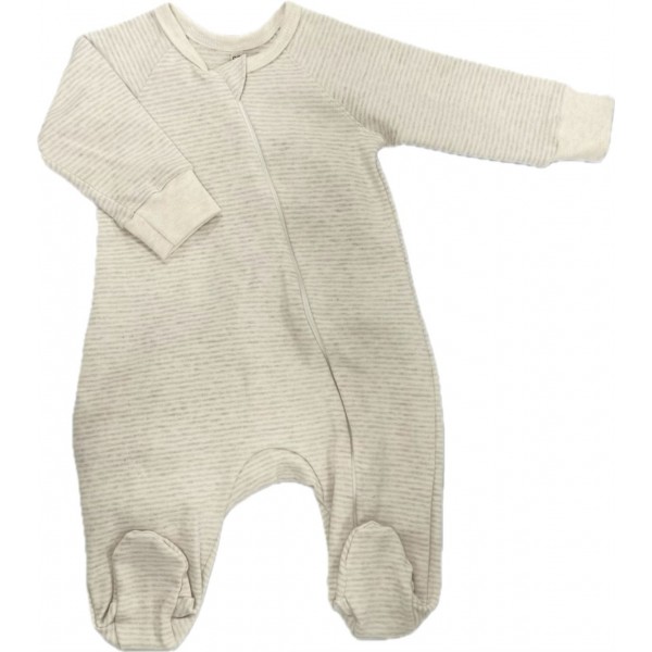 Комбинезон на молнии из хлопка 62 см Т-216/полоска бежевый