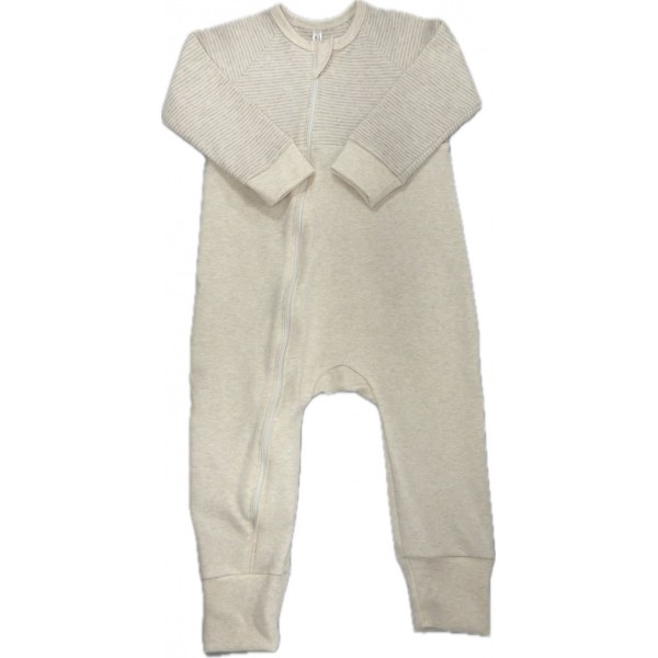 Комбинезон на молнии из хлопка 80 см Т-216/полоска + бежевый