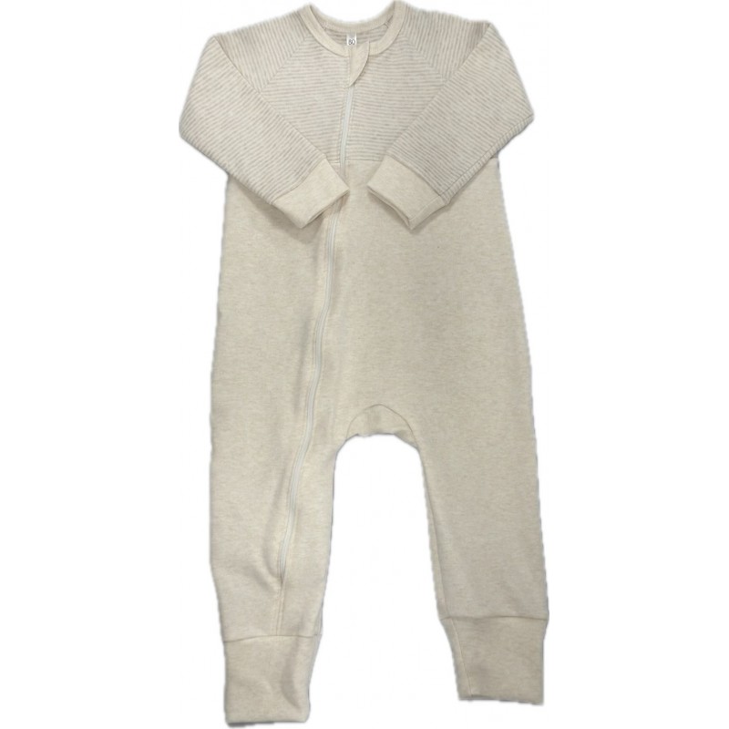 Комбинезон на молнии из хлопка 80 см Т-216/полоска + бежевый