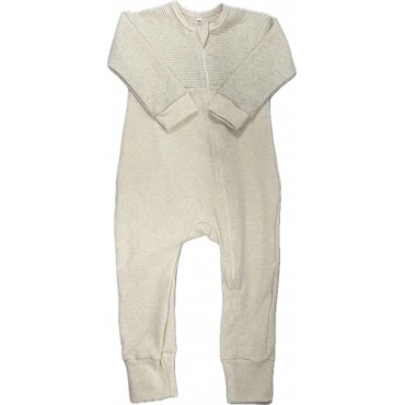 Комбинезон на молнии из хлопка 86 см Т-216/полоска + бежевый Комбинезон на молнии из хлопка 86 см Т-216/полоска + бежевый