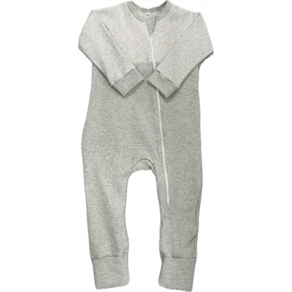 Комбинезон на молнии из хлопка 86 см Т-216/полоска + серый