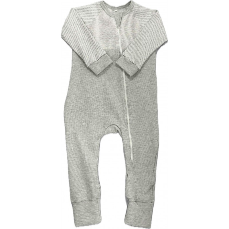 Комбинезон на молнии из хлопка 86 см Т-216/полоска + серый Комбинезон на молнии из хлопка 86 см Т-216/полоска + серый