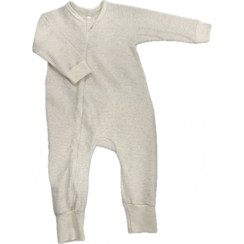 Комбинезон на молнии из хлопка 74 см Т-216/полоска бежевый