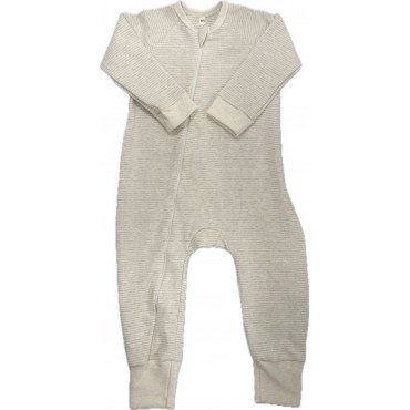 Комбинезон на молнии из хлопка 80 см Т-216/полоска бежевый