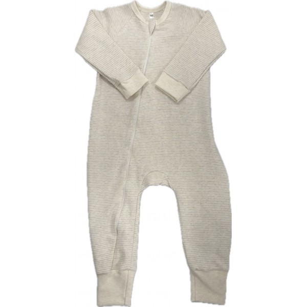 Комбинезон на молнии из хлопка 80 см Т-216/полоска бежевый