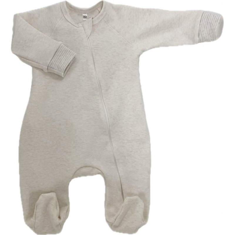 Комбинезон на молнии из хлопка 62 см Т-216/бежевый Комбинезон на молнии из хлопка 62 см Т-216/бежевый