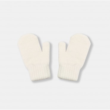 Варежки вязаные с пальчиком S (1-2 года) цвет: экрю 3550-02