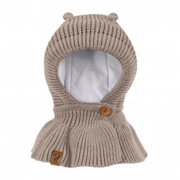 Шапочка-шлем на пуговице Мишка 38-42 см цвет: теплый беж 3090-122