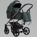 Коляска детская 2 в 1 Bjoy Mia LT кожа цвет: зеленая на серо-бежевой раме 06