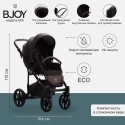Коляска детская 2 в 1 Bjoy Mia LT кожа цвет: зеленая на серо-бежевой раме 06