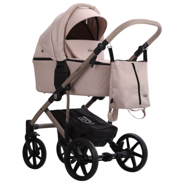 Коляска детская 2 в 1 Bjoy Mia ткань цвет: бежевый на бежевой раме 101