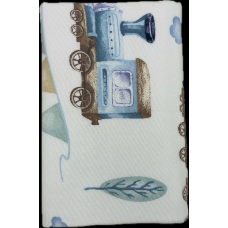 Непромокаемая многоразовая пеленка из фланели 60*90 см цвет: поезда