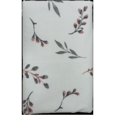 Непромокаемая многоразовая пеленка из фланели 60*90 см цвет: веточки розовые