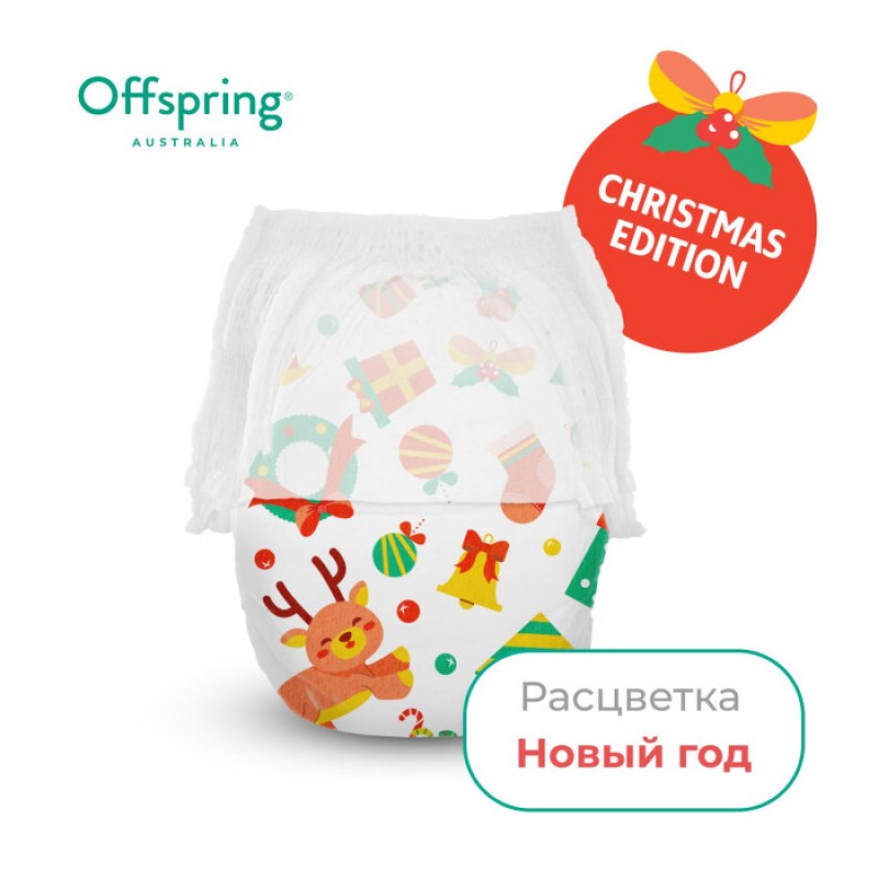 Эко-подгузники-трусики Offspring XL 12-20 кг 30 шт цвет: новый год