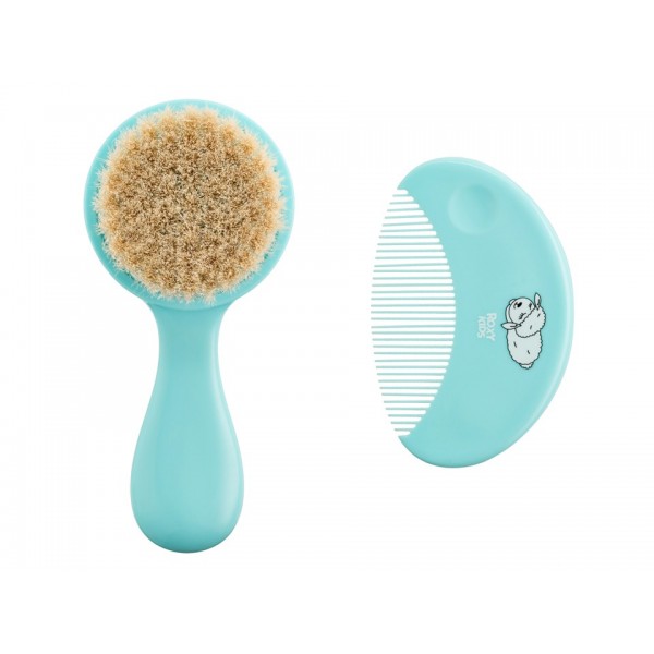 Мягкая расческа-щетка и гребешок цвет: голубой RBH-003