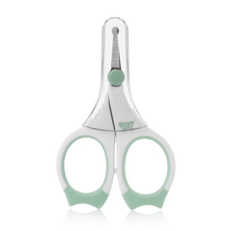 Маникюрные ножницы для новорожденных с прорезиненными ручками цвет мятный RPS-002-M