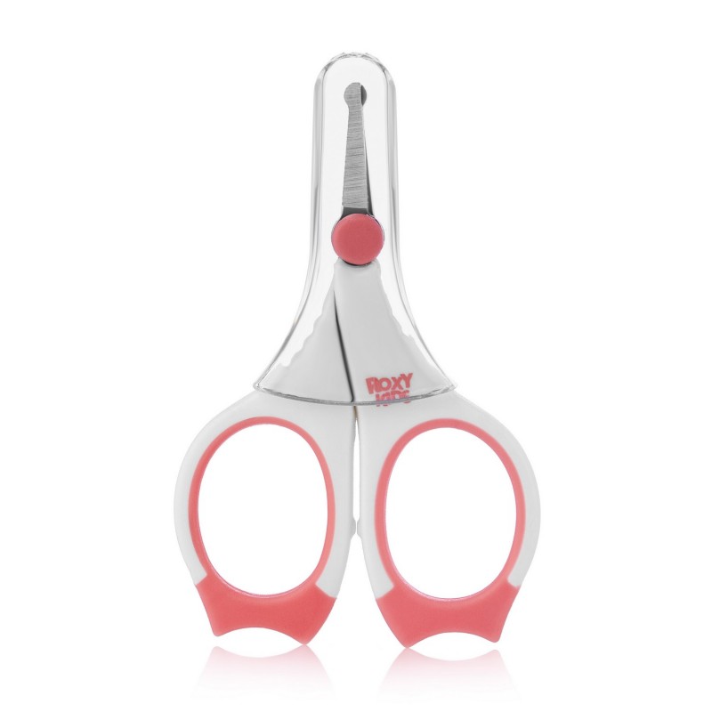 Маникюрные ножницы для новорожденных с прорезиненными ручками цвет: коралловый RPS-002-С